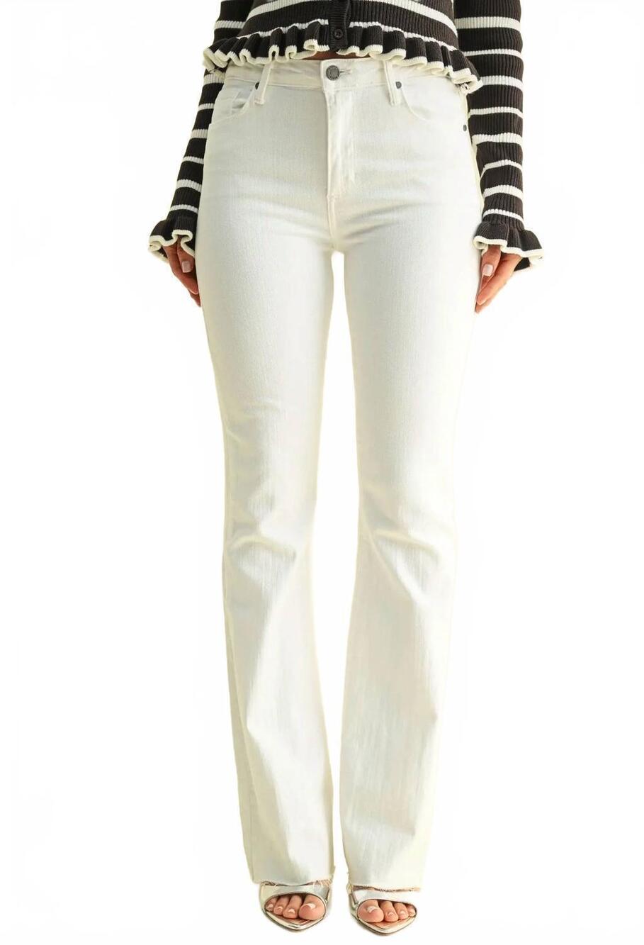NEW JUST BLACK DENIM high rise scissor cut flare jean in white